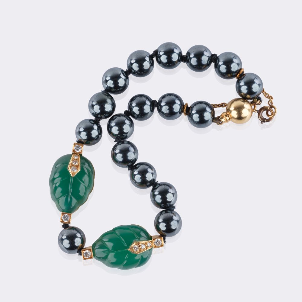 Hämatit Chrysopras Armband 'Patiala'mit Brillanten - Bild 2