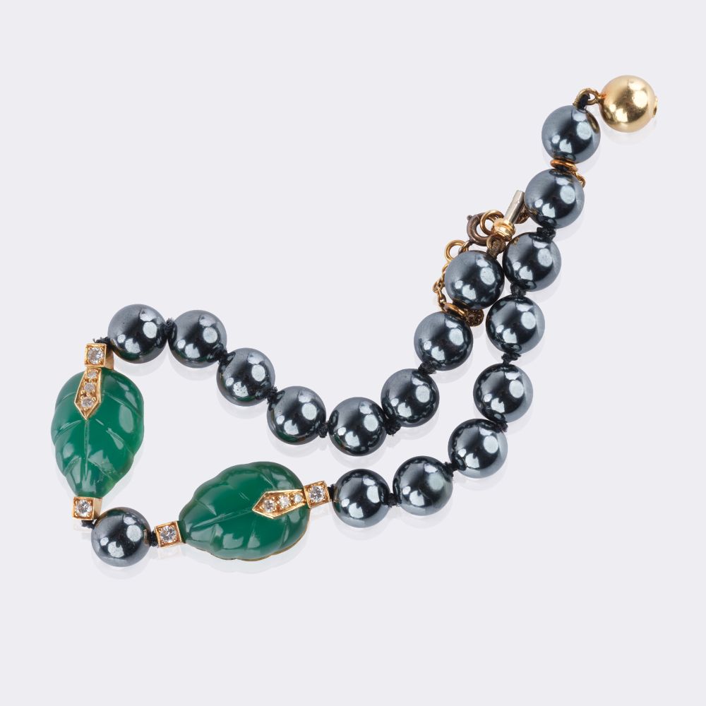 Hämatit Chrysopras Armband 'Patiala'mit Brillanten - Bild 3