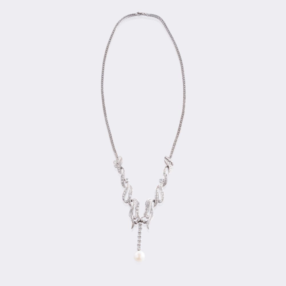 Brillant Collier mit Perle - Bild 2