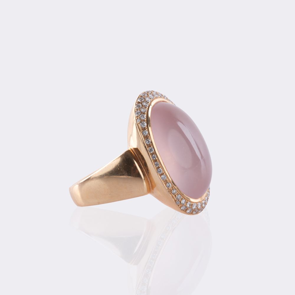 Rosenquarz Cocktailring mit Brillant-Besatz - Bild 2