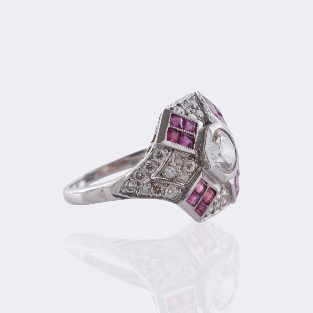  Art-déco Brillant-Rubin Ring - Bild 2