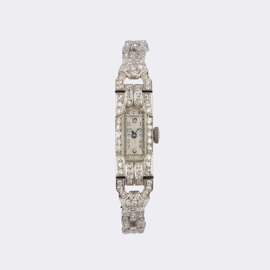 Art Déco Damen-Armbanduhr mit Diamanten
