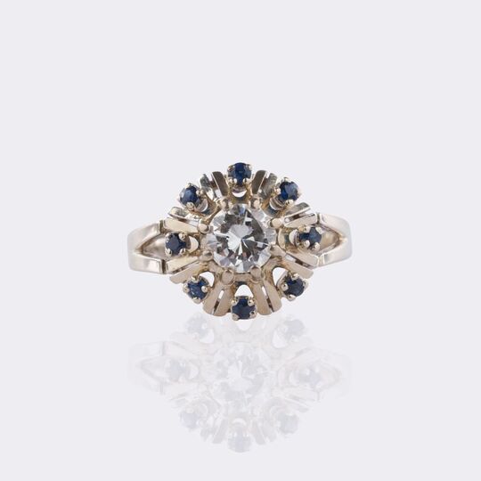 Brillant Ring mit Saphir-Besatz