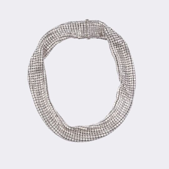 Ikonisches Weißgold-Set 'Pharao' mit Collier, Armband, Brosche und Ring