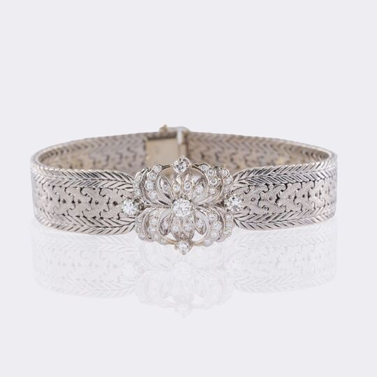 Vintage Weißgold Armband mit Diamanten
