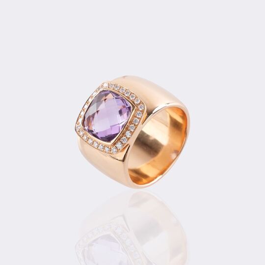 Amethyst Bandring mit Brillant-Besatz