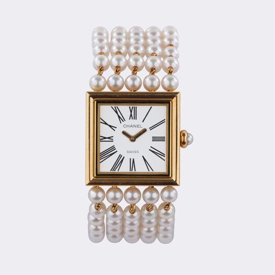 Damen-Armbanduhr mit Perlen 'Mademoiselle'