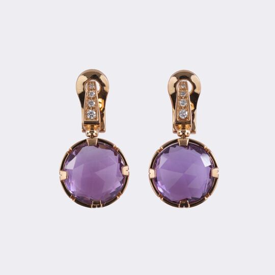 Paar Amethyst Brillant Ohrclips 'Parentesi'