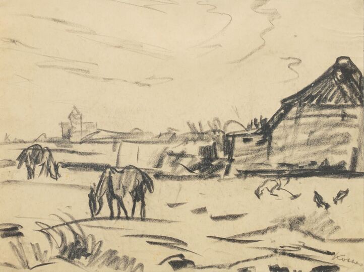 Weite Landschaft mit Pferden