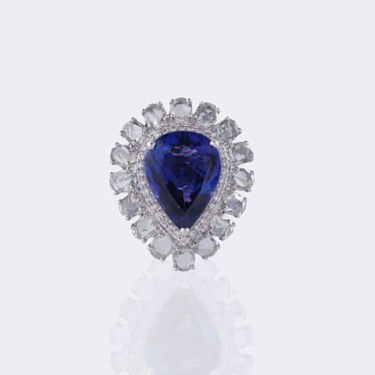 Hochkarätiger Tansanit Brillant Ring