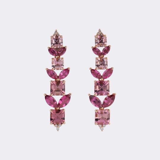 Paar Turmalin Ohrhänger mit Brillant-Besatz