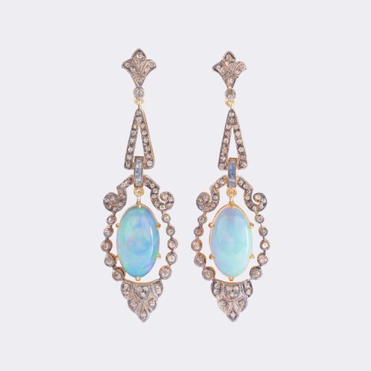 Paar Opal Diamant Ohrhänger