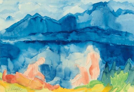 Badende an einem See