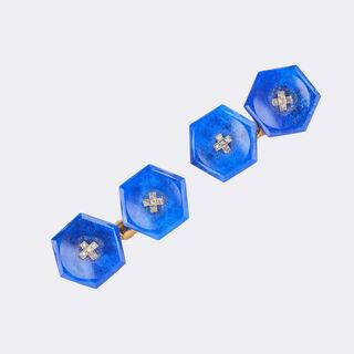 Paar Wiener Lapislazuli Manschettenknöpfe mit Kleinstdiamanten