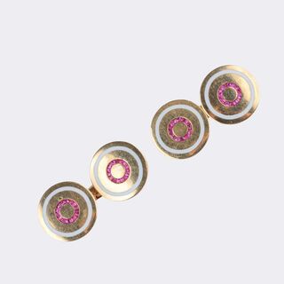 Paar Manschettenknöpfe mit Rubin-Besatz