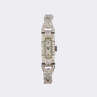 Art Déco Damen-Armbanduhr mit Diamanten