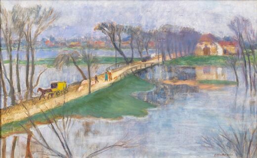 Überschwemmung, Blick aus dem Atelierfenster