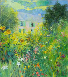 Haus mit Sonnenblumen