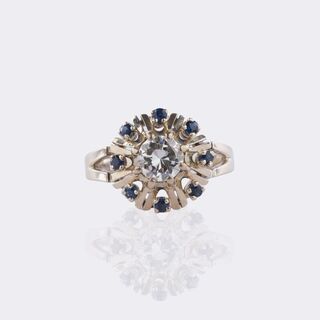 Brillant Ring mit Saphir-Besatz