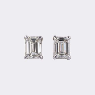 Paar Emerald Cut Diamant Ohrstecker