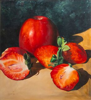 Apfel und Erdbeeren