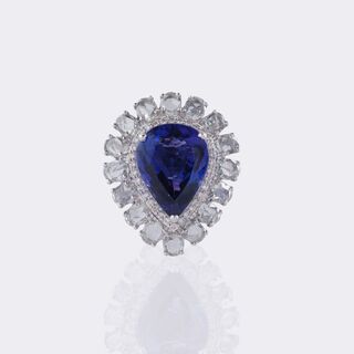 Hochkarätiger Tansanit Brillant Ring