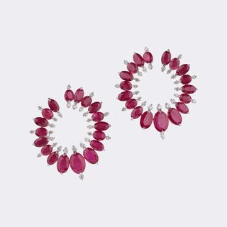 Paar Rubin Brillant Ohrringe