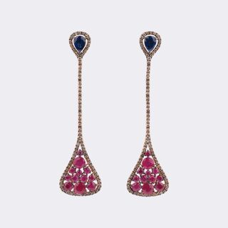 Rubin Saphir Ohrhänger mit Brillant-Besatz