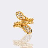 Doppelköpfiger Schlangenring mit Diamanten - Bild 1