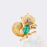 La Boutique Clipbrosche 'Eichhörnchen' mit Chrysopras, Diamanten und Rubin - Bild 2