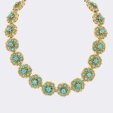 Vintage Türkis Saphir Collier mit Diamant-Besatz - Bild 1