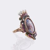 Louis Seize Portrait-Ring mit Farbedelsteinen - Bild 2