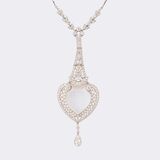 Art Nouveau Anhänger mit Bergkristall und Diamant-Besatz an Kette - Bild 2