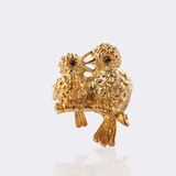 Kleine Vintage Brosche 'Kükenfütterung' - Bild 1