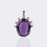 Amethyst Anhänger mit Diamant-Besatz