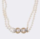 Perlen Collier mit Brillant-Schließe - Bild 1