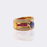 Saphir Rubin Ring mit Brillant-Besatz - Bild 2