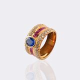 Saphir Rubin Ring mit Brillant-Besatz - Bild 4