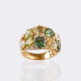 Farbedelstein Cocktailring mit Brillant-Besatz - Bild 3