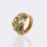 Farbedelstein Cocktailring mit Brillant-Besatz - Bild 4