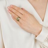 Farbedelstein Cocktailring mit Brillant-Besatz - Bild 5