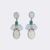 Opal Smaragd Brillant Collier mit passendem Paar Ohrhänger - Bild 2