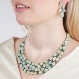 Opal Smaragd Brillant Collier mit passendem Paar Ohrhänger - Bild 4
