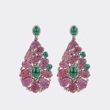 Pink Turmalin Smaragd Collier mit passendem Paar Ohrhänger - Bild 2