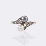 Jugendstil Perl Diamant Ring 'Moi-et-Toi' - Bild 1