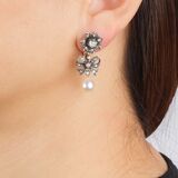 Paar Fin de siècle Rosendiamant Ohrhängerclips mit Perl-Besatz - Bild 2