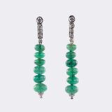 Paar hochkarätiger Smaragd-Cabochon Ohrhänger - Bild 1