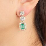 Paar klassischer Smaragd Brillant  Ohrhänger - Bild 2