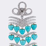 Paar prachtvoller Brillant Chandeliers mit Türkis-Herzen - Bild 2