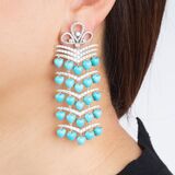 Paar prachtvoller Brillant Chandeliers mit Türkis-Herzen - Bild 3